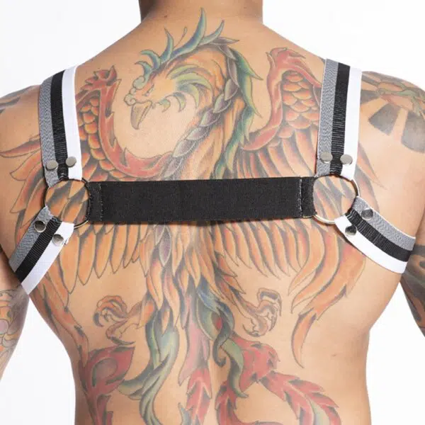 Harness masculino em elástico listrado com detalhes em metal - Image 2