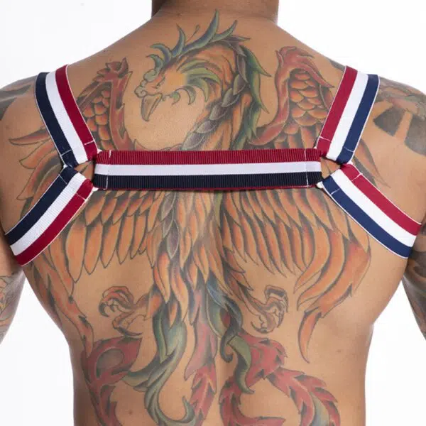 Harness masculino em elástico tricolor com argolas - Image 2