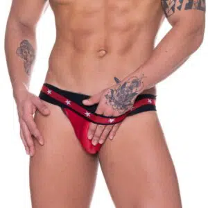 Jockstrap cirre vermelho com elástico estrela