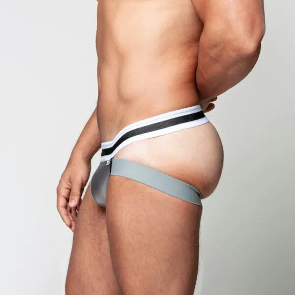 Jockstrap cirre cinza com elástico tricolor 2 - Image 2