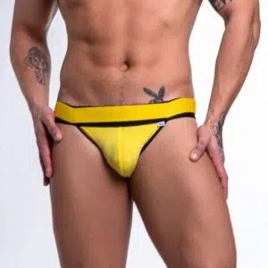 Jockstrap amarelo elástico duplo