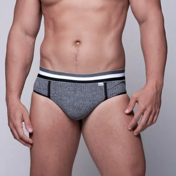 Cueca cinza frente slip jock atrás