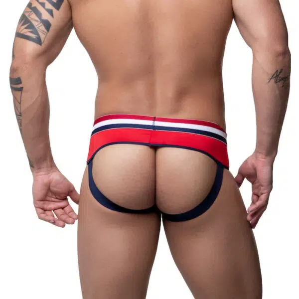 Cueca vermelha frente slip jock atrás - Imagem 3