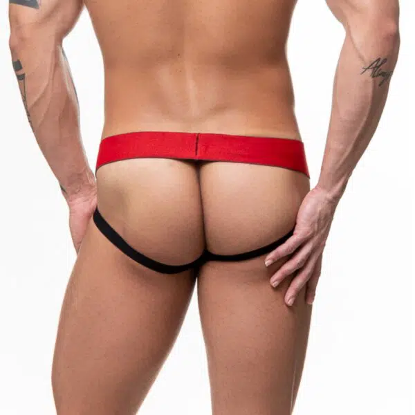 Jockstrap byke preto e vermelho suplex canelado - Image 3