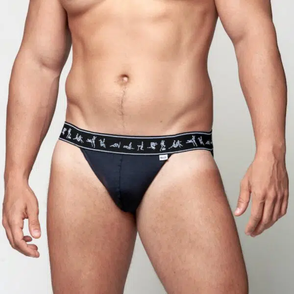 Jockstrap preto com elástico kamasutra gay
