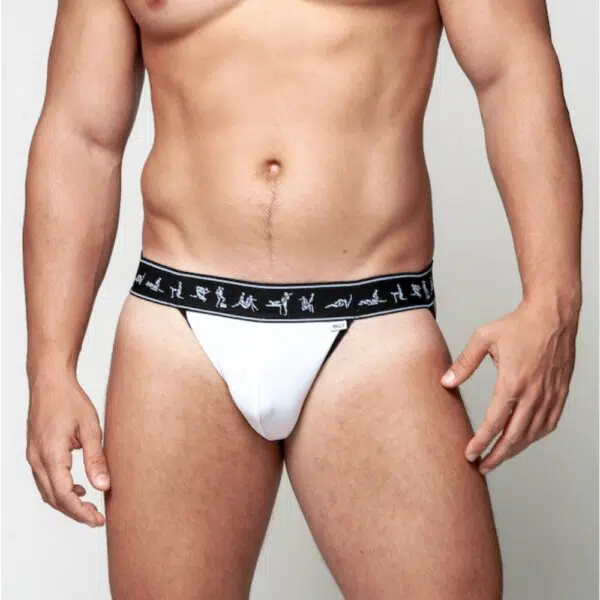 Jockstrap branco com elástico kamasutra gay