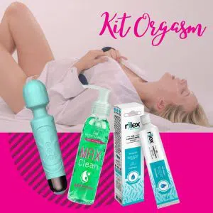 Kit Orgasm - Vibrador + Higienizador + Lubrificante