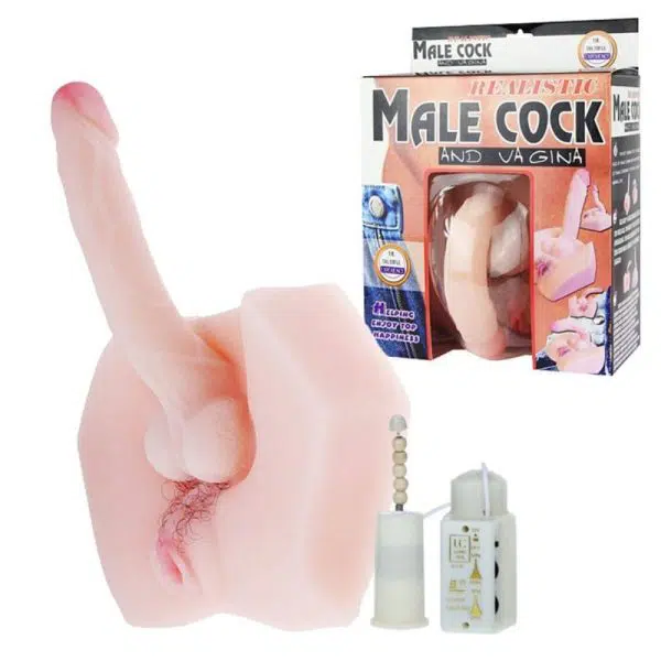 Hermafrodita Male Cock - Pênis e Vagina em CyberSkin com Vibrador - 27,5 cm - Image 3