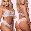 Conjunto Anna Paula Em Renda Com Pingente munas moda intima