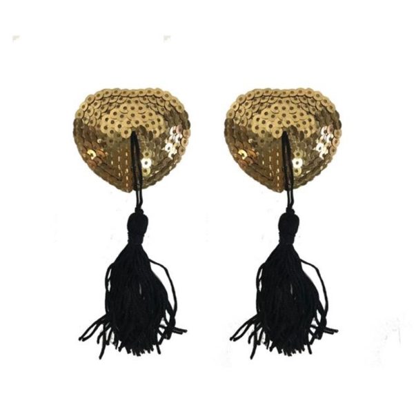 Nipple Cover Coração Pompom dourado