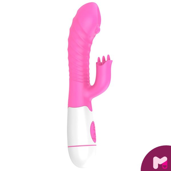 Vibrador Recarregável com Estimulador de Clitóris com 10 Vibrações. Munas Moda Íntima.