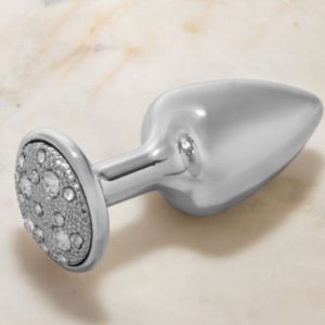Plug Anal P cromado com pedra cravejada em strass munas