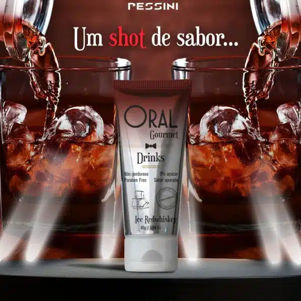 Gel Gourmet Beijável Oral Esfria Gela Drinks Redwhiskey 45g Pessine