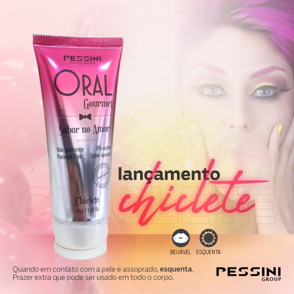 Oral Gourmet Gel Beijável Que Esquenta De Chiclete 35ml/45g Pessini munas amoda intima