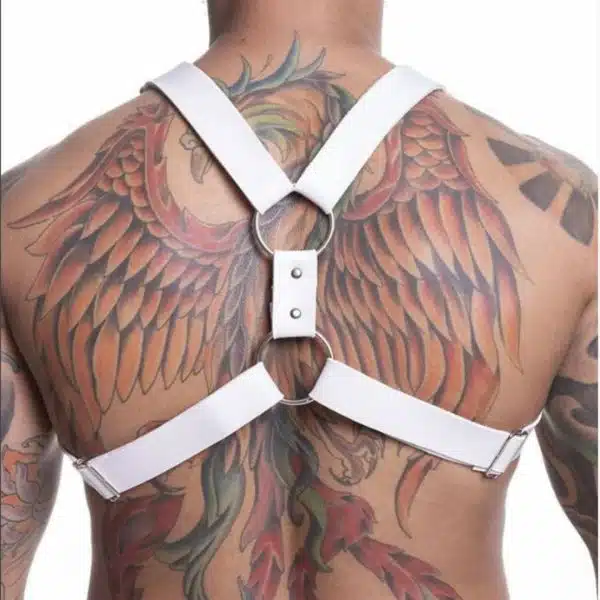 HARNESS EM COURO SINTETICO BRANCO MUNAS Sexy shop