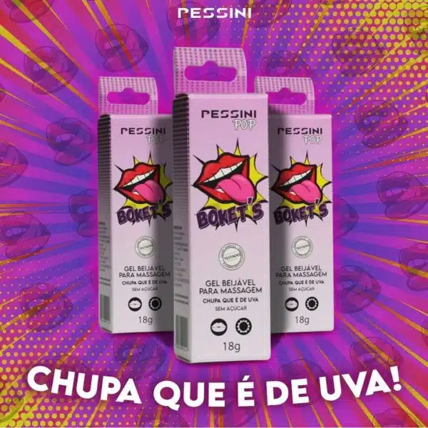 BOKET’S GEL BEIJÁVEL PARA MASSAGEM HOT 18G LINHA POP PESSINI