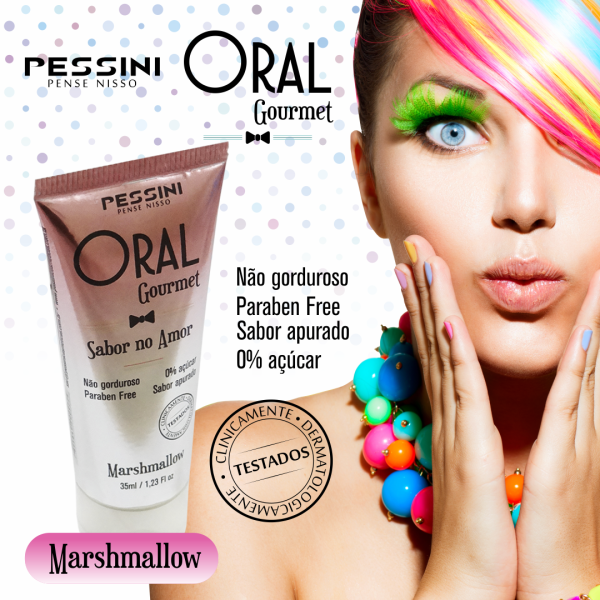 Oral Gourmet Gel Beijável Que Esquenta De Marshmallow 35ml/45g Pessini