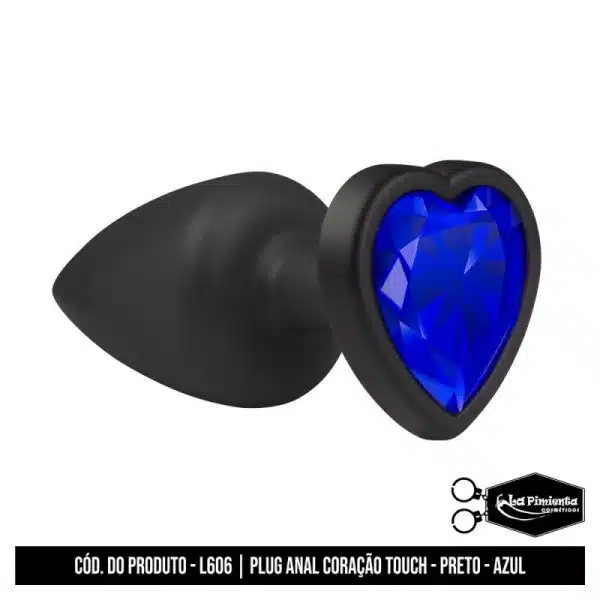 Plug Anal Preto Touch Coração AZUL da La Pimienta - Image 4