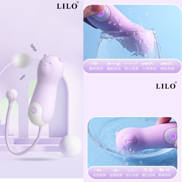 Vibrador cápsula, com cordão de segurança em silicone. Possui formato de urso, com 10 modos de vibração