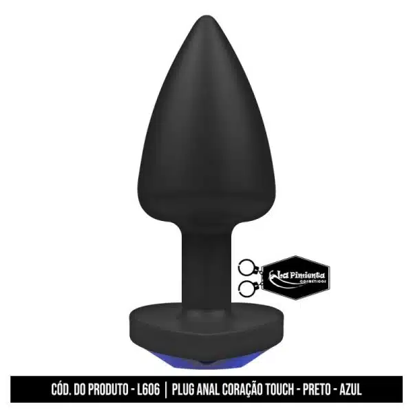 Plug Anal Preto Touch Coração AZUL da La Pimienta - Image 2
