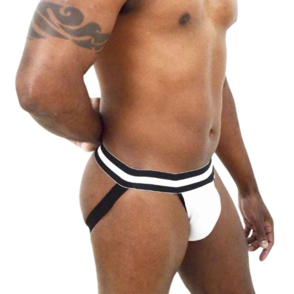 Jock Branco Masculino Underwear Masculino Elegante Jockstrap de Poliéster e Elastano Ajuste Universal Jockstrap Moda Íntima Masculina Confortável Design com Elástico Branco e Preto Roupa Íntima Versátil Masculina Conforto e Suporte Jock Estilo Sofisticado Underwear Jockstrap Premium Masculino Moda Íntima Atual Masculina Jockstrap para Todo Dia Elegância em Moda Íntima Roupa Íntima de Alta Qualidade Underwear Clássico Masculino