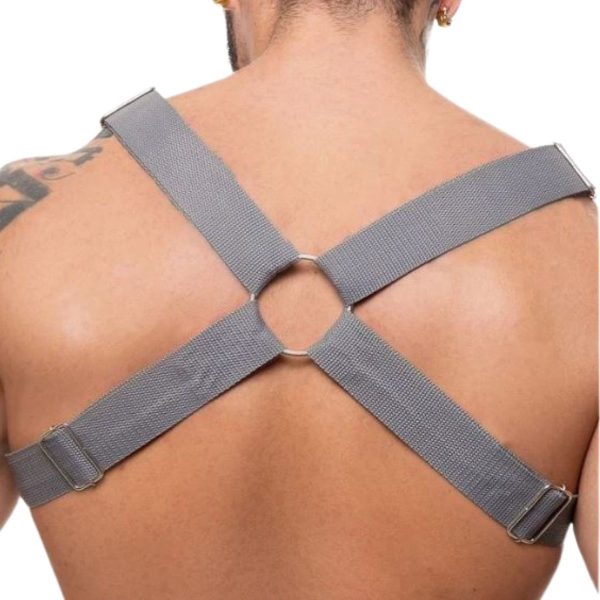 Harness Nylon Cinza Acessório de Moda Nylon Harness Ajustável Masculino Moda Alternativa Harness Harness com Fita de Polipropileno Acessório com Liga Metálica Harness H Estilo Único Harness de Tamanho Único Acessório Cinza com Regulador Moda Harness Resistente Harness para Look Ousado Nylon com Detalhes Metálicos Acessório de Nylon Cinza Harness Masculino com Estilo Acessório de Moda Alternativa