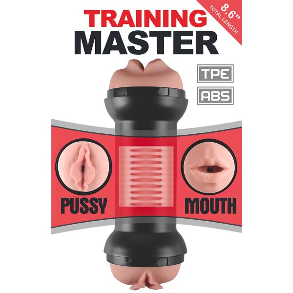 Masturbador Duplo Masturbador Vagina e Boca Training Master Double Side Stroker Lovetoy Masturbador Brinquedo Sexual Masculino Masturbador Realista Textura Interna Realista Masturbador TPE Masturbador com Nódulos Internos Masturbador com Estrias Internas