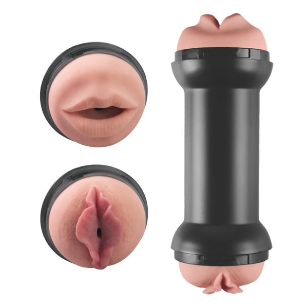 Masturbador Duplo Masturbador Vagina e Boca Training Master Double Side Stroker Lovetoy Masturbador Brinquedo Sexual Masculino Masturbador Realista Textura Interna Realista Masturbador TPE Masturbador com Nódulos Internos Masturbador com Estrias Internas