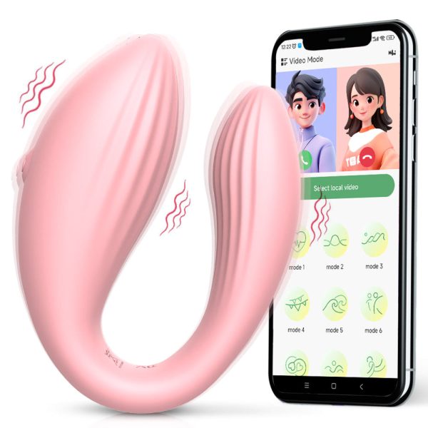 Vibrador para Casal Vibrador em Forma de C Estimulador de Ponto G e Clitóris Vibrador Controlado por App Brinquedo Sexual Tecnológico Vibrador 10 Modos Acessório Íntimo para Casais Vibrador de Silicone Flexível Prazer Compartilhado Vibrador Recarregável USB