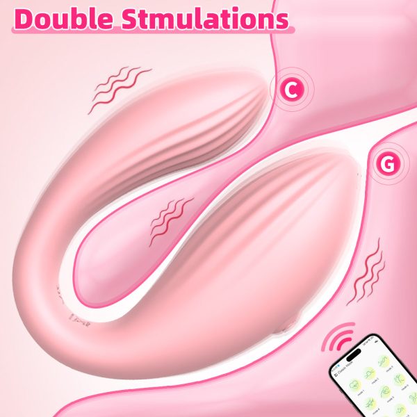 Vibrador para Casal Vibrador em Forma de C Estimulador de Ponto G e Clitóris Vibrador Controlado por App Brinquedo Sexual Tecnológico Vibrador 10 Modos Acessório Íntimo para Casais Vibrador de Silicone Flexível Prazer Compartilhado Vibrador Recarregável USB
