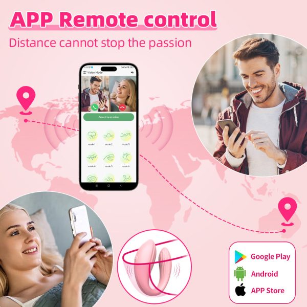 Vibrador para Casal Vibrador em Forma de C Estimulador de Ponto G e Clitóris Vibrador Controlado por App Brinquedo Sexual Tecnológico Vibrador 10 Modos Acessório Íntimo para Casais Vibrador de Silicone Flexível Prazer Compartilhado Vibrador Recarregável USB