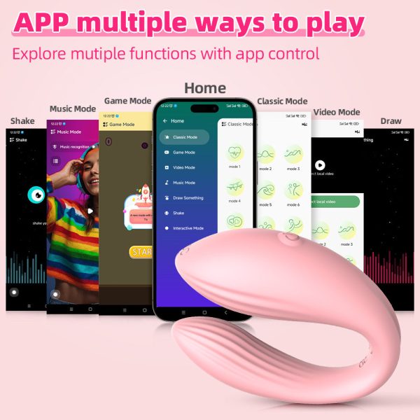 Vibrador para Casal Vibrador em Forma de C Estimulador de Ponto G e Clitóris Vibrador Controlado por App Brinquedo Sexual Tecnológico Vibrador 10 Modos Acessório Íntimo para Casais Vibrador de Silicone Flexível Prazer Compartilhado Vibrador Recarregável USB
