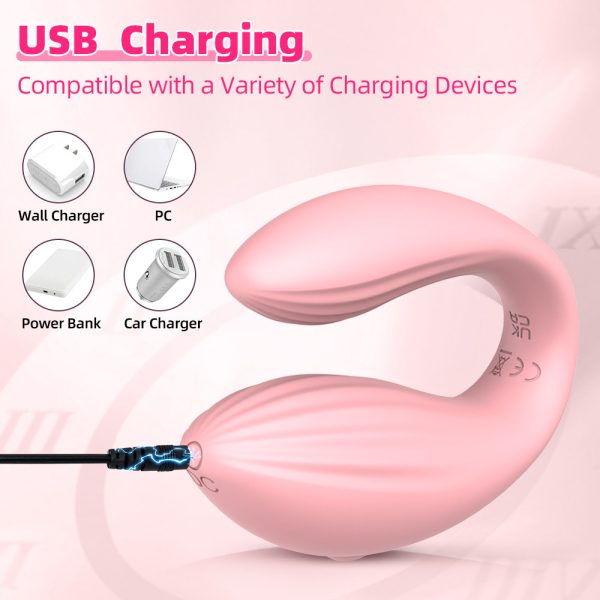 Vibrador para Casal Vibrador em Forma de C Estimulador de Ponto G e Clitóris Vibrador Controlado por App Brinquedo Sexual Tecnológico Vibrador 10 Modos Acessório Íntimo para Casais Vibrador de Silicone Flexível Prazer Compartilhado Vibrador Recarregável USB
