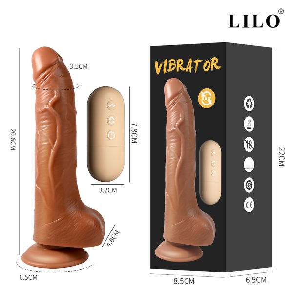 Prótese Realística com Controle Remoto Vibrador com 10 Modos Prótese com Rotação Brinquedo Sexual Realístico Prótese com Ventosa Vibrador Recarregável Prótese de Silicone Brinquedo Erótico com Controle Privacidade na Compra de Produtos Íntimos Atendimento Personalizado em Sex Shop Online